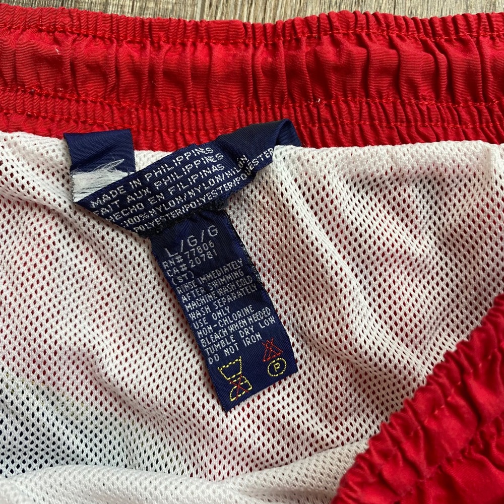 Vintage Tommy Hilfiger Tommy Trunks Colorblock Swim Shorts Mens Large Red Navy - Picture 4 of 8